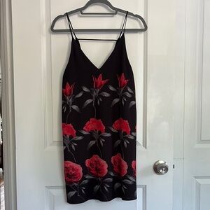 Black and Red Floral Mini Dress